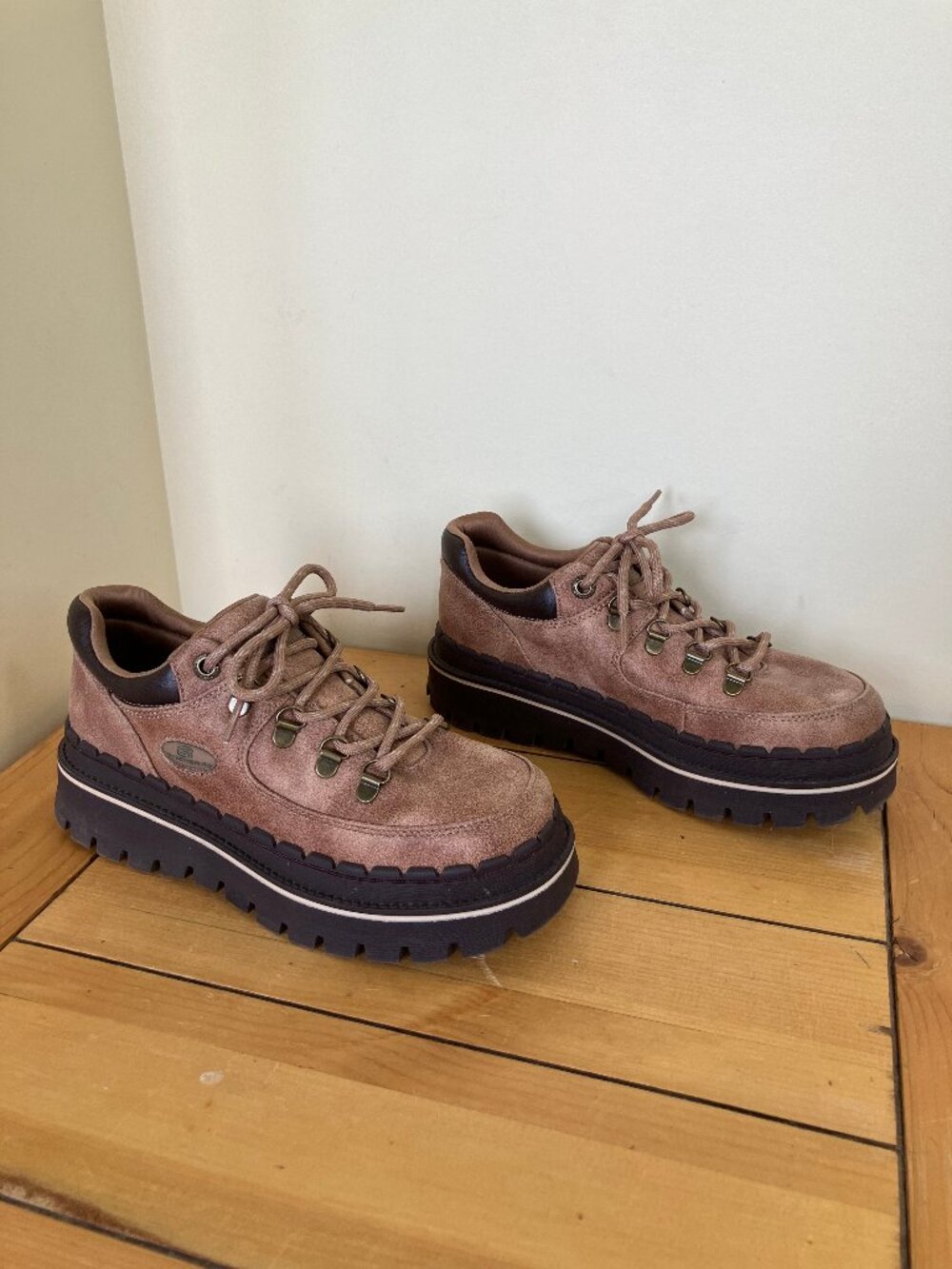 Skechers Jammers Say Goodbye Lace-Up Shoes Chunky Lug Sole Women's US 7 Chestnut